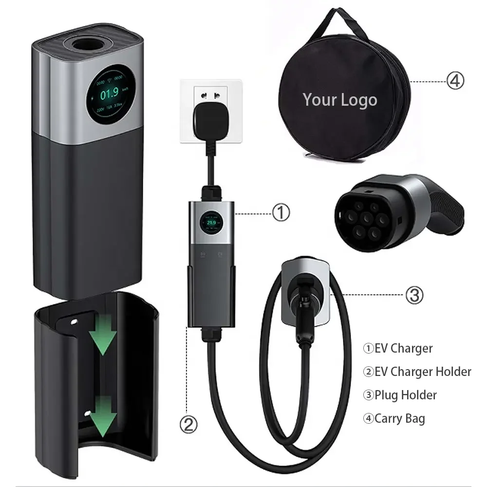 

Portable EV Charger Type2 7KW 32A EVSE Charging Box CEE Plug Type1 j1772 GB/T Cord Charger 5M Cable for Electric Vehicle