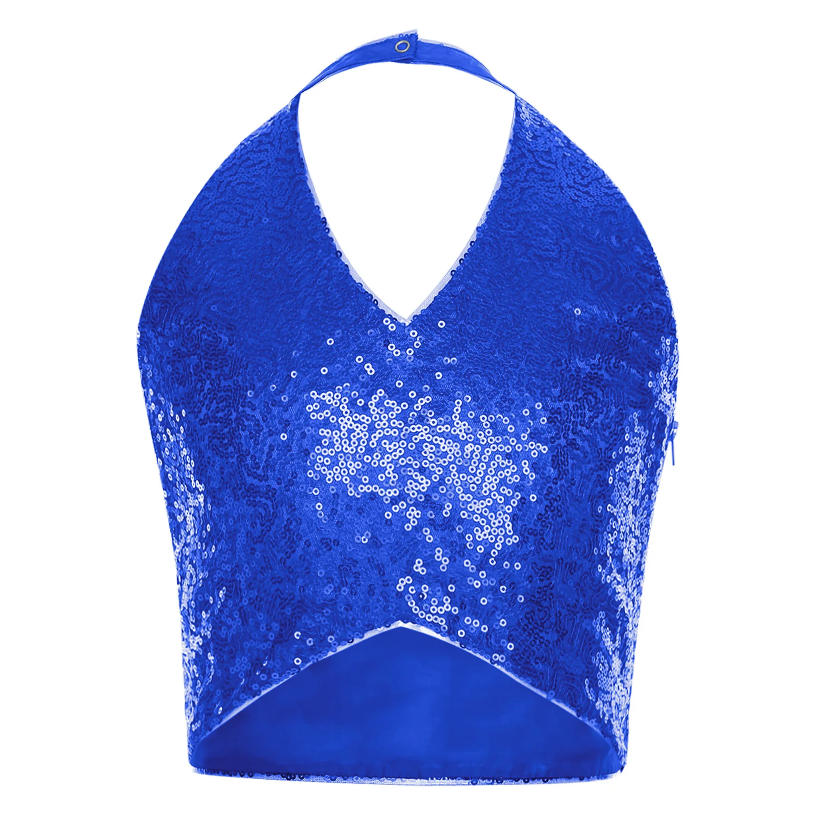 6-16Y Girls Jazz Dance Tops Sleeveless Backless Sequin Crop Vest Carnival School Party Stage Performance Costume Dancewear