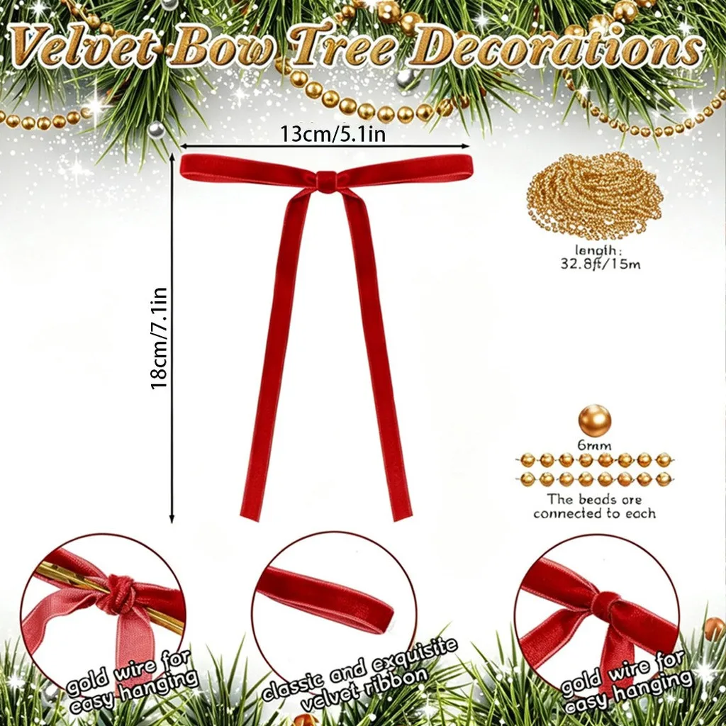 Holiday Hanging Decor Exquisite Velvet Bow Hanging Ornament Christmas Hanging Ornament Mixed Color Christmas Bow For Door Wreath