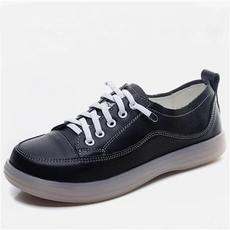 ZXRYXGS 2024 Promotion Genuine Leather Shoes Flat Sneakers Comfort Soft Sole Large Size Casual Sneakers Women Trend Shoes Black