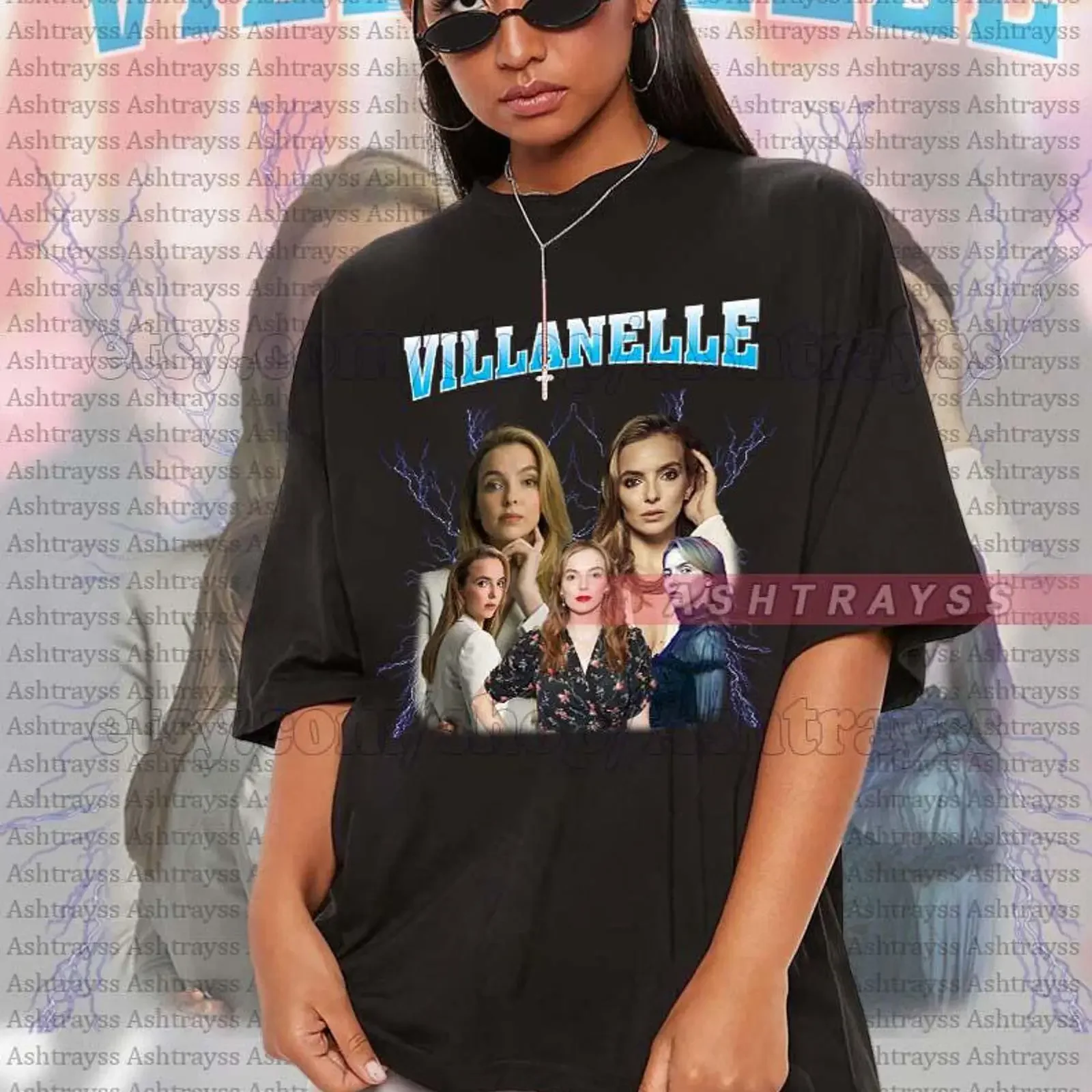 Jodie Comer as Villanelle Vintage retro T Shirt sweaT vintage Washed Unisex Soft Top For Everyday Wear Slightly homme Casual