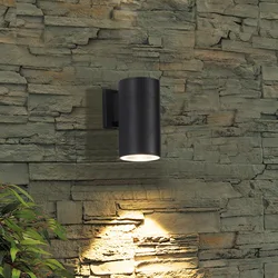 Luz de alumínio impermeável exterior da parede, lâmpada do patch, acima para baixo, preto, cinza, terraço, jardim, IP65, 65, 90mm, 5W, 7W, 12W