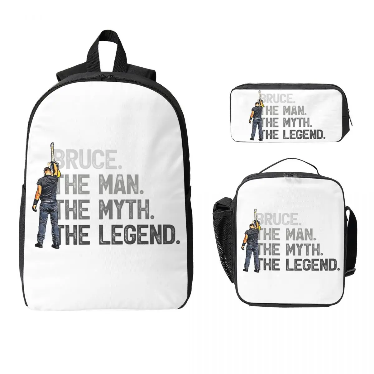 Bruce Springsteen Backpack Boys Girls BookBag School Bag Laptop Shoulder Bags 3ps Insulated Lunch Bag Pencil Case