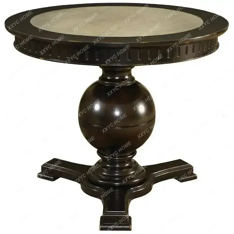 retro solid wood round dining table living room round edge table/marble surface coffee table