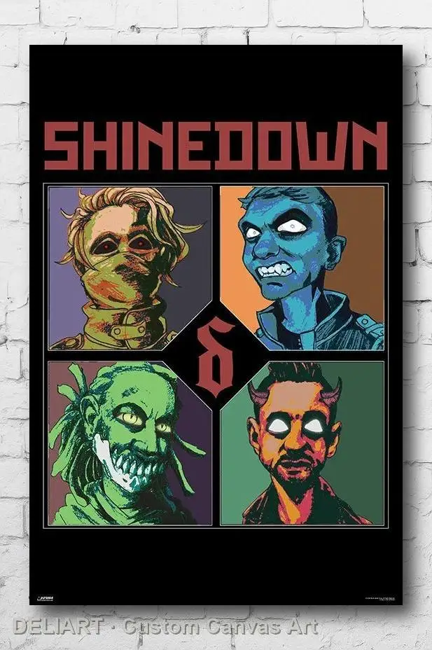 

SHINEDOWN - CARTOON COLLAGE Canvas Poster MUSIC Custom Size Available Room Decoration Home Decor Wall Art