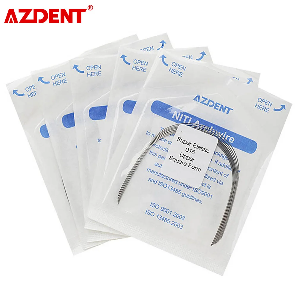 5 Packs AZDENT Dental Orthodontic Super Elastic Niti Arch Wire Square Round Type 10pcs per Pack