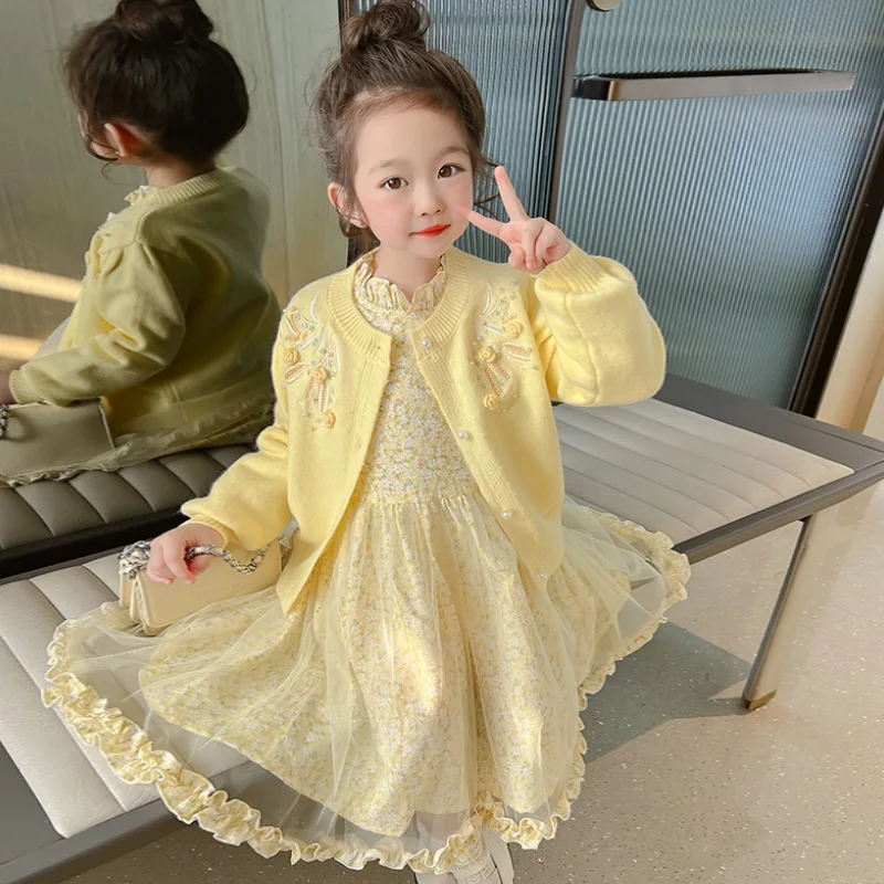 Autumn Children Clothes Dress for Girl Baby Mesh Girls Dress Party Birthday Vestidos Casual Baby Princess Dresses Girls Sets