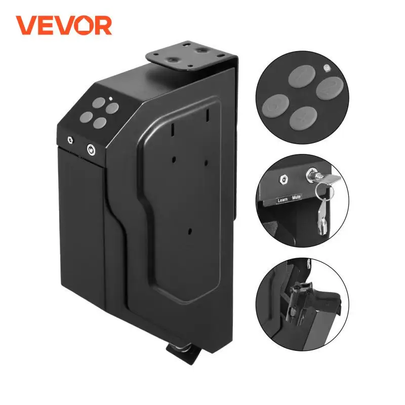 VEVOR Fingerprint Handgun Safe Box Pistol Ammunition Secret Vault Deposit Hidden 18-Gauge Steel Password With Keys Install Table