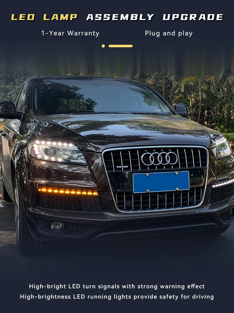 

Стайлинг автомобиля для Audi Q7 2006-2015, модификация фар, новое обновление, светодиодные фары DRL, указатели поворота, автомобильные аксессуары