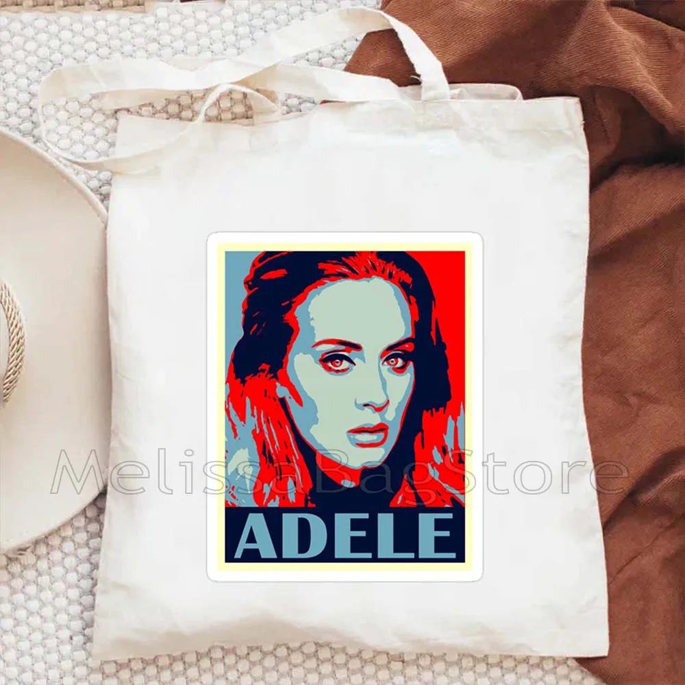 Hello It's Me Love Adele Music Singer Poster Fan Gifts Women Canvas Shoulder Tote Bag Harajuku Shopper Cotton Shopping Handbag view 3