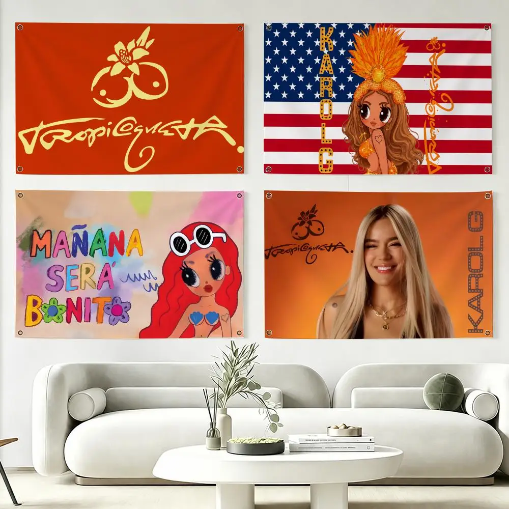 K-karol G Singer Fashion Flags Flag Suitable For Party Club Outdoor Interior Wall Art Decoration Banner Gift