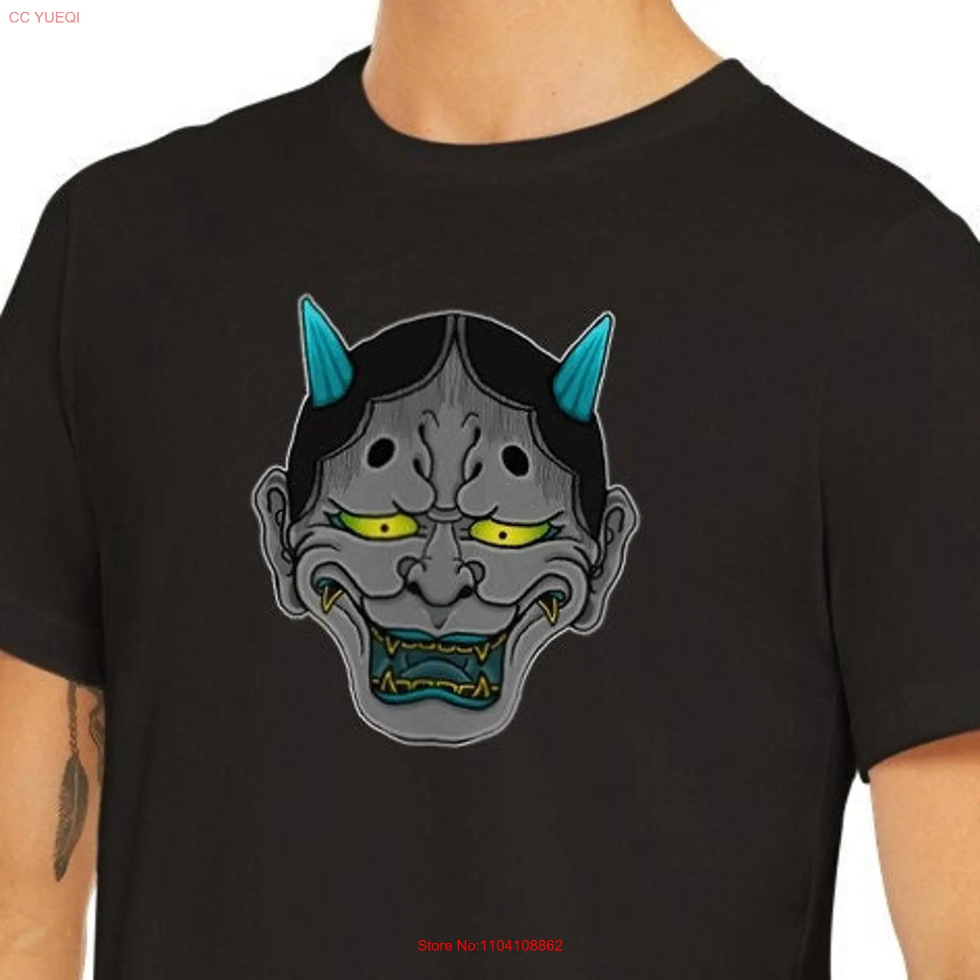 Grey Hannya T Shirt Irezumi Print long or short sleeves