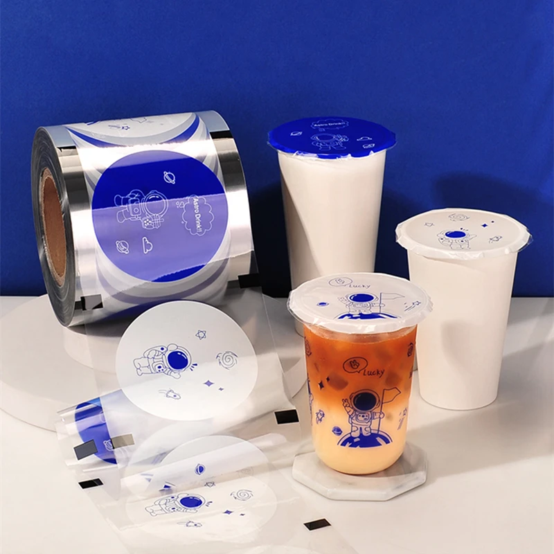 Custom Sealing Film Membrane Lids for 2000pcs Disposable Paper & Plastic Cups,Fits 90mm/95mm Diameter,Astronaut Design,Blue