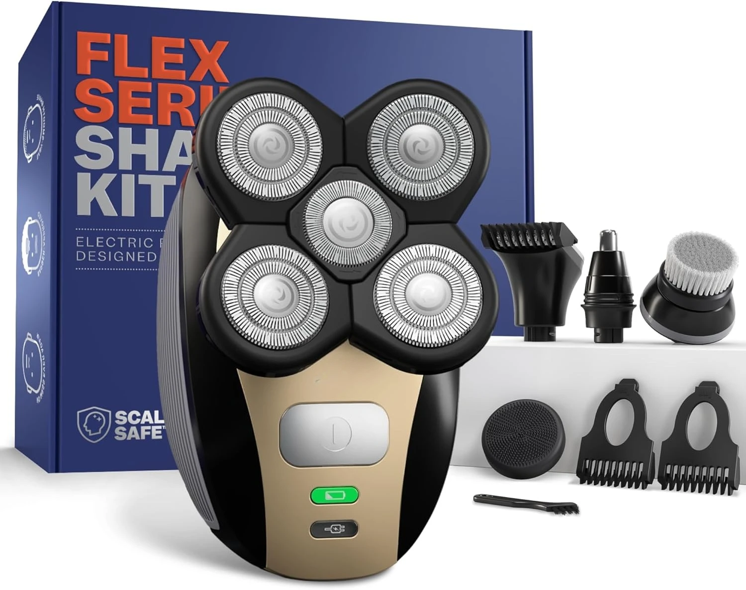 

2026 New Upgrade Electric Head & Body Hair Shaver - Mens Cordless Rechargeable Wet/Dry Skull Bald Head Back