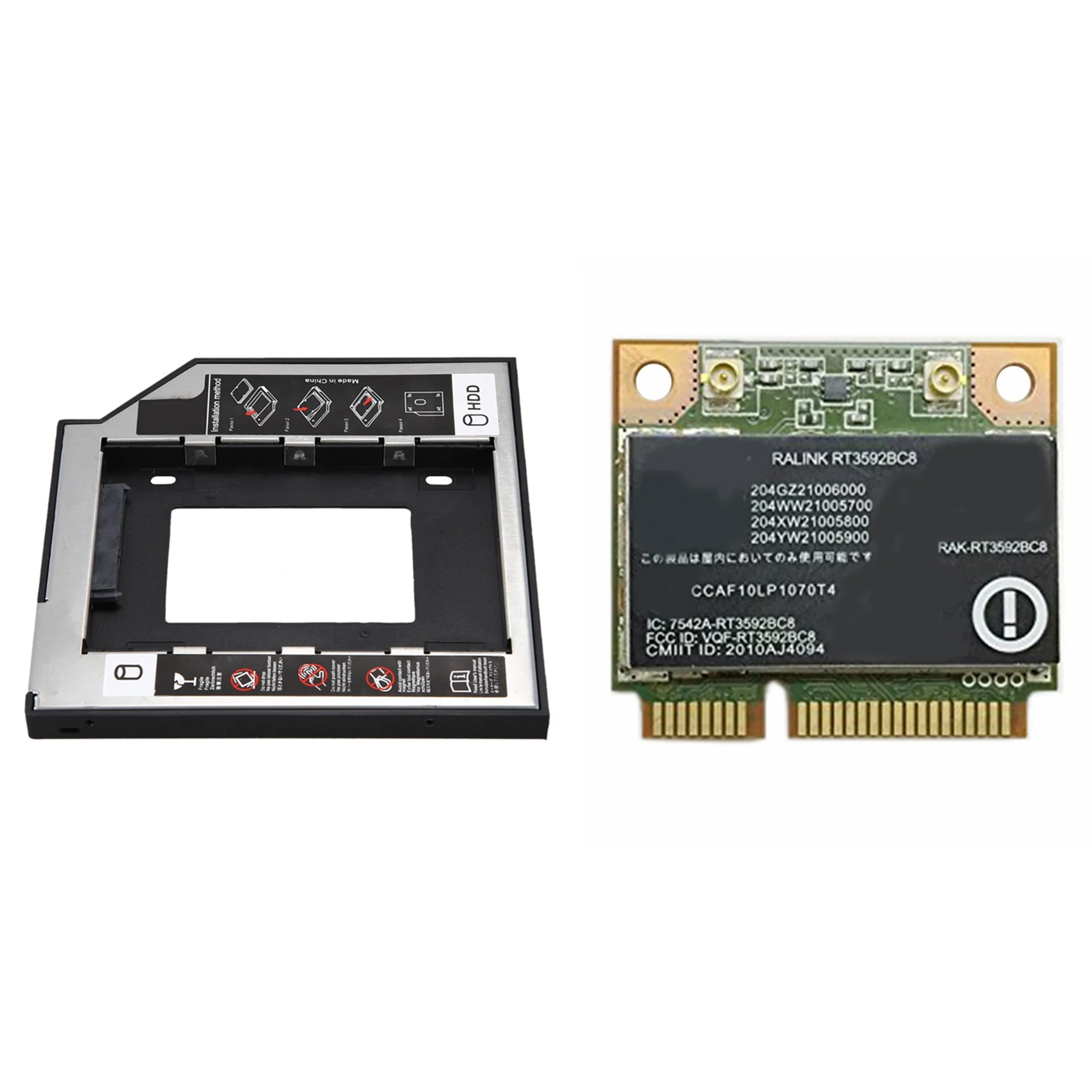 

Sata 2Nd Hdd Ssd Hard Drive Caddy 9.5Mm For Cd/Dvd-Rom Optical Bay With 300M Bluetooth 3.0 Wireless Card For HP 4530S