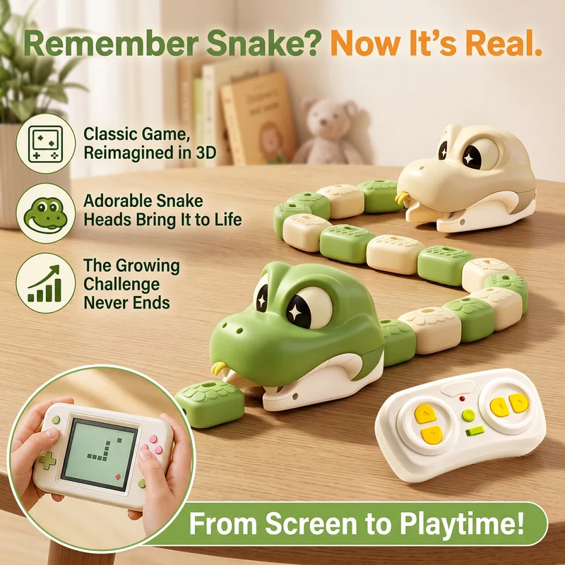 Magnetic Greedy Snake Toy for Two-Player Interactive Battle, Magnetic Swallowing Snake Remote Control Car