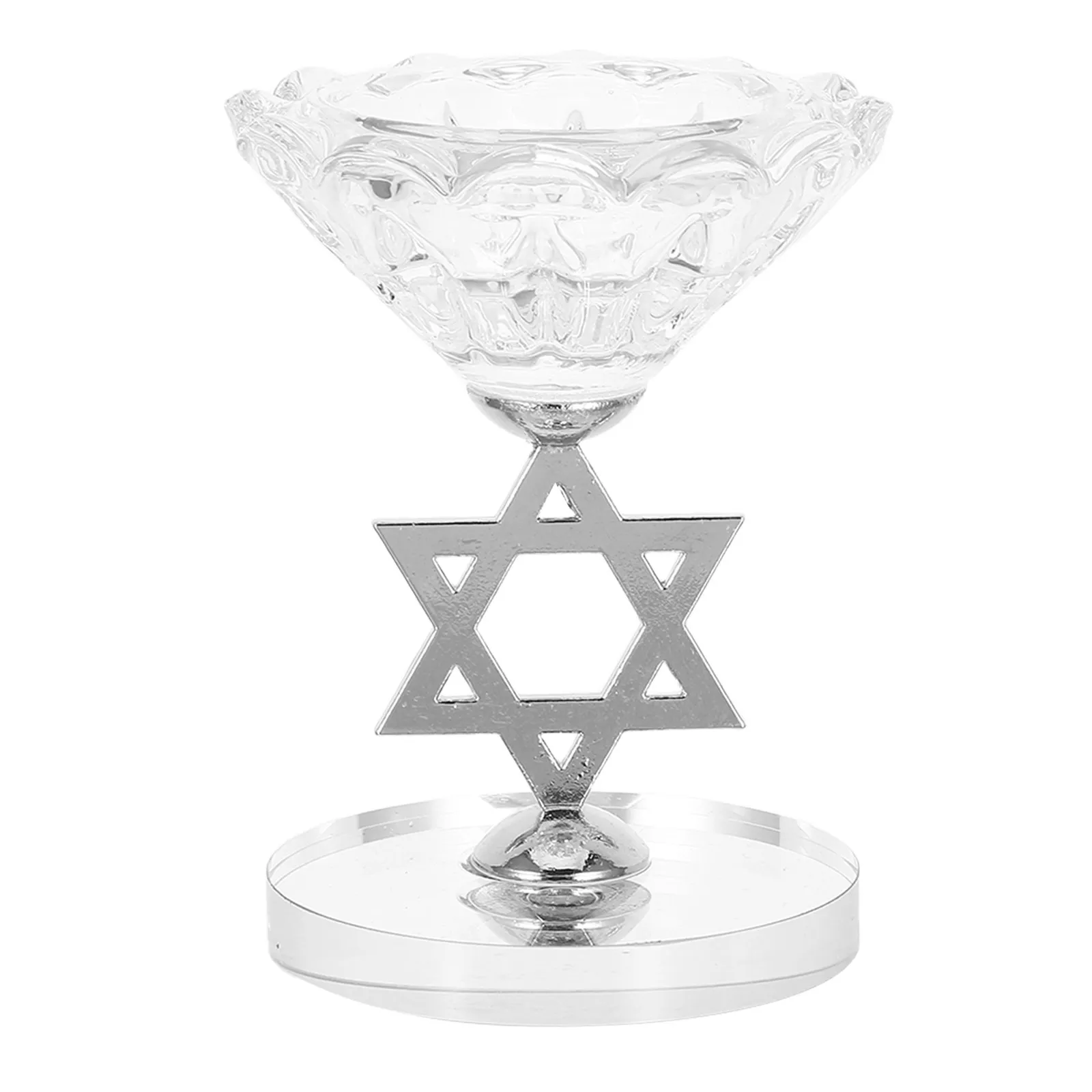 Crystal Star Of David Holder Hanukkah Candlestick Decorative Tabletop Menorah Centerpiece Pillar Stand
