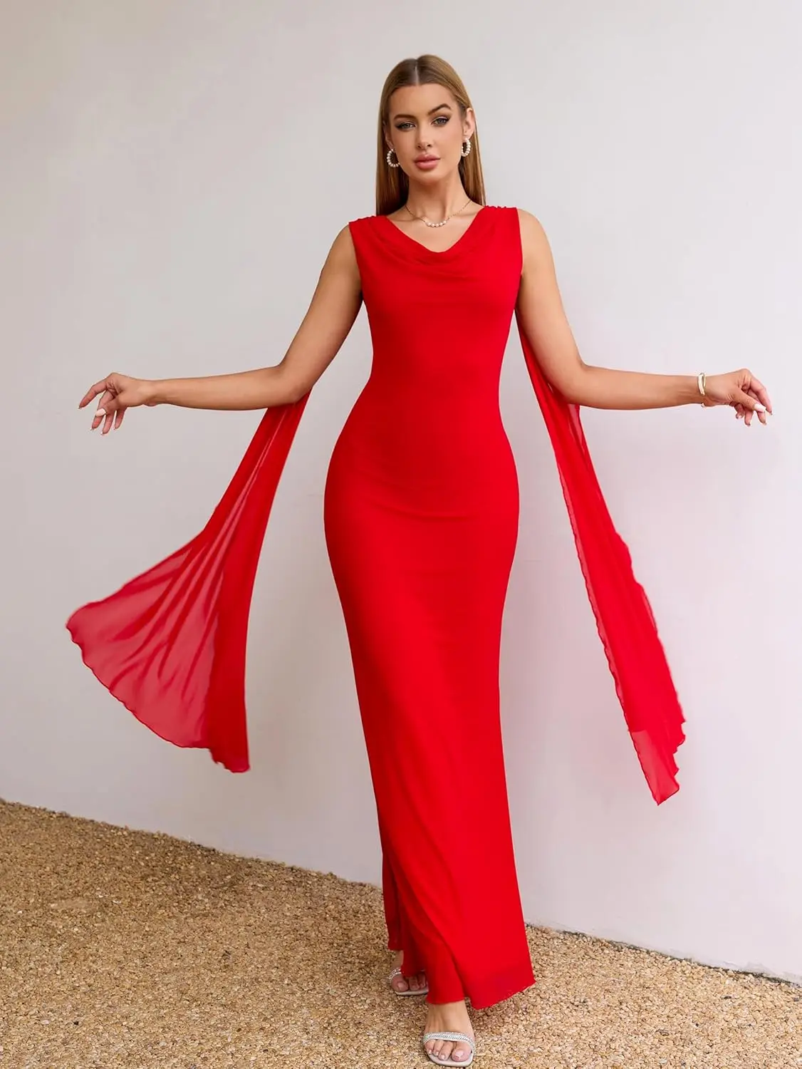 

Women's Summer Formal Wedding Guest Dresses Sleeveless Backless Long Elegant Evening Party Maxi Bodycon Dress