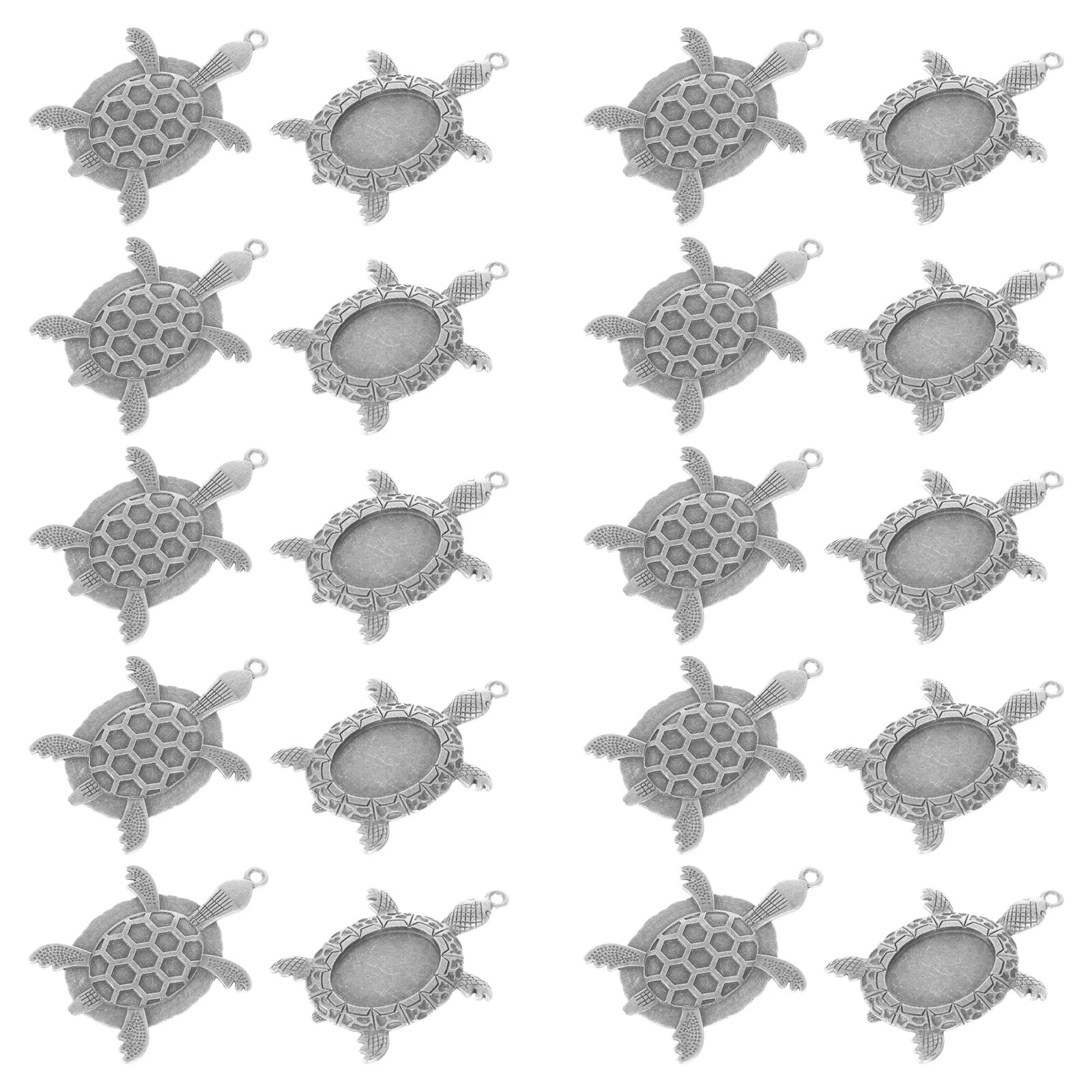 

20 Pcs Gemstone Base for Jewelry Making Rustproof Zinc Alloy Smooth Bezel Sea Turtle Pendant Supplies Decorative