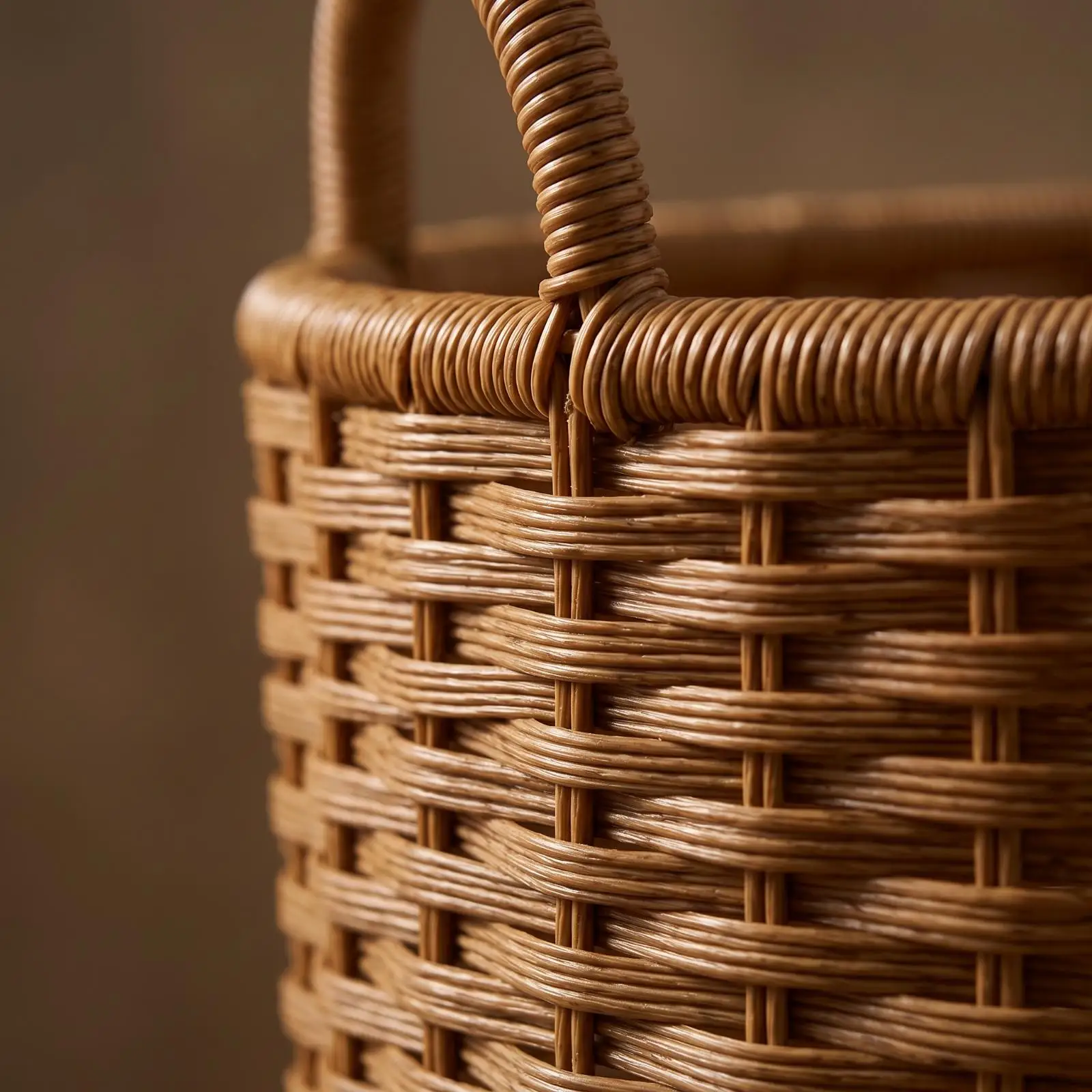 Round Rattan Laundry Basket with Built in Handles for Laundry Organizer Bedroom Corner Storage