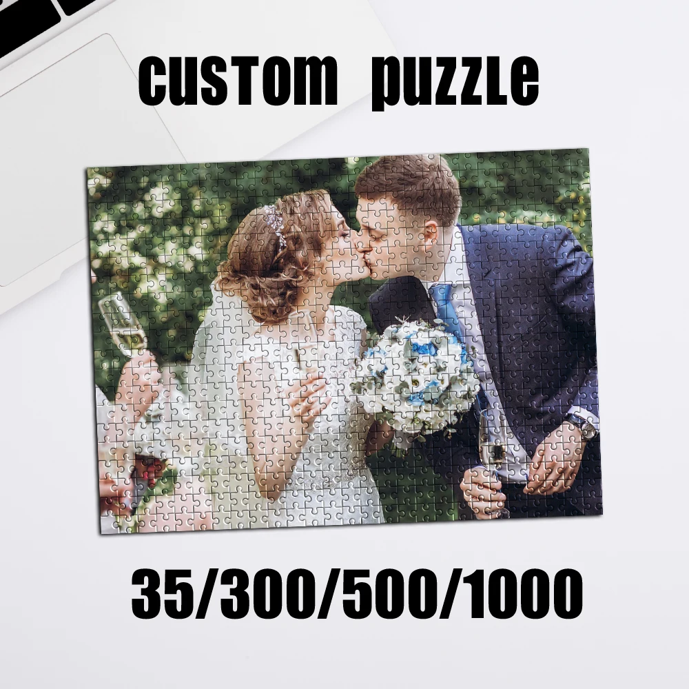 35/300/500/1000 Stück personalisiertes, individuelles Fotopuzzle, individuell gestaltete Outdoor-Hochzeit, DIY handgefertigte Puzzles, Fotowandkunst
