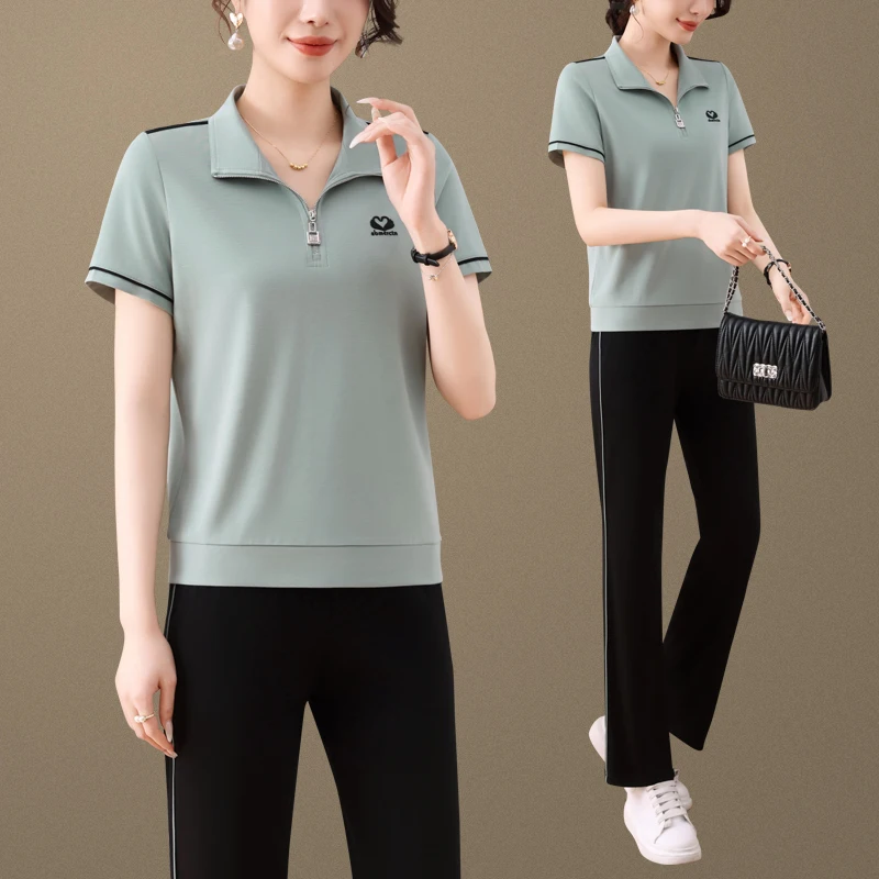 

Летний повседневный спортивный комплект для молодых мам: модный легкий топ и шорты с коротким рукавом (футболка-хенли) – идеальный подарок на День матери