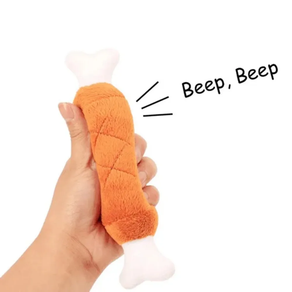 Pluche klinkende dubbele bot huisdier drumstok hondenspeelgoed piepend kauwspeelgoed voor kleine, middelgrote en grote honden