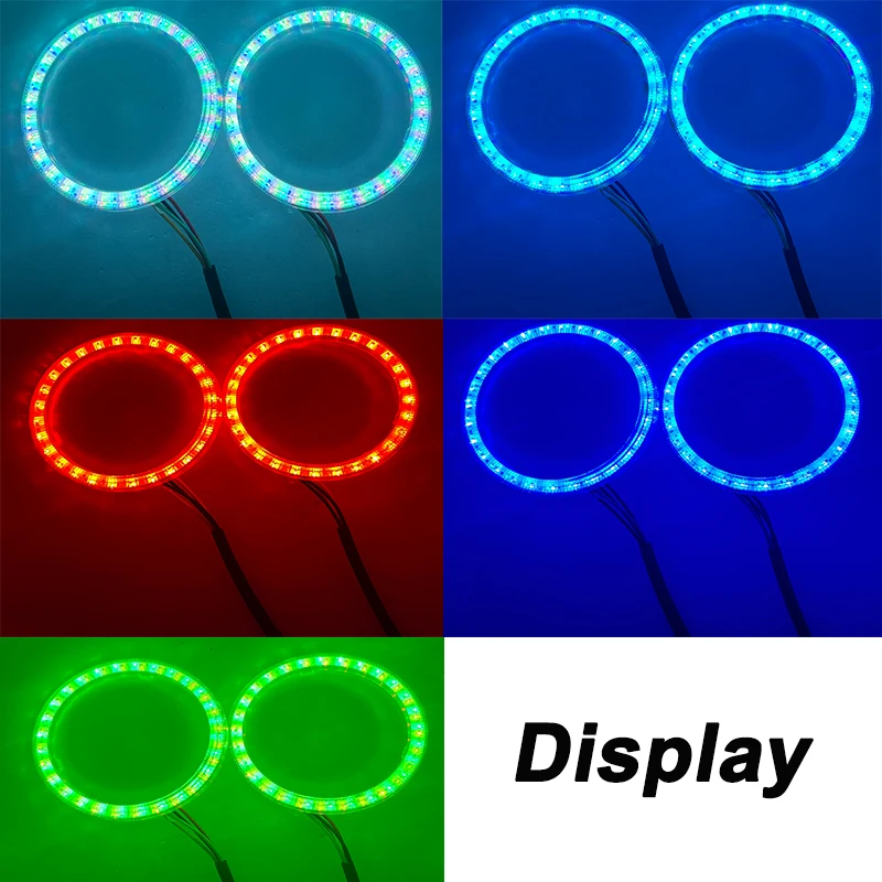 1 Set RGB Angel Eyes COB Halo Rings 60MM 70MM 80MM 90MM 95MM 100MM 110MM 120MM Car Motorcycle Halo Ring With Cover APP Control