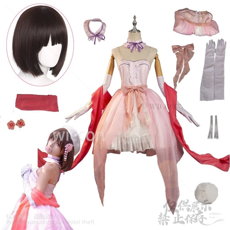 อะนิเมะ Saekano: วิธีเพิ่มแฟนที่น่าเบื่อคอสเพลย์ Kato Megumi เครื่องแต่งกายชุดสีชมพู Lolita ชุดวิกผมสําหรับสาวที่กําหนดเอง