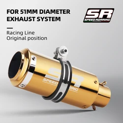 Universal Stainless Steel Motorcycle Exhaust Pipe, Locomotivas Profissionais Tailpipe, 51mm