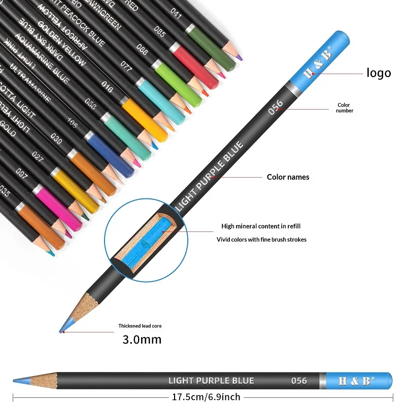 H&B Art Painting Colored Pencil Portable Handheld Cartoon Bag Oily Graffiti Black Pen Holder Colored Pen Holder 72 & 120 Colors