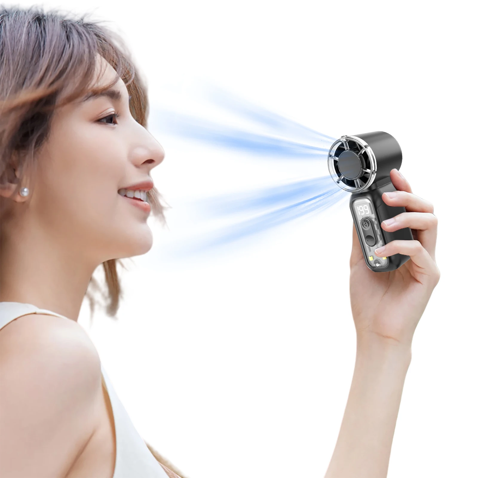 Portable Handheld Turbo Fan 199 Speed Rechargeable Small Pocket Fans Cooling Fan for Outdoor Travel Gifts for Women & Men