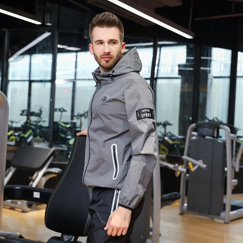 Sweatshirt Set Men's Large Cardigan Loose Fitting Training Running Fitness Sports Sauna Suit Sweat Suit