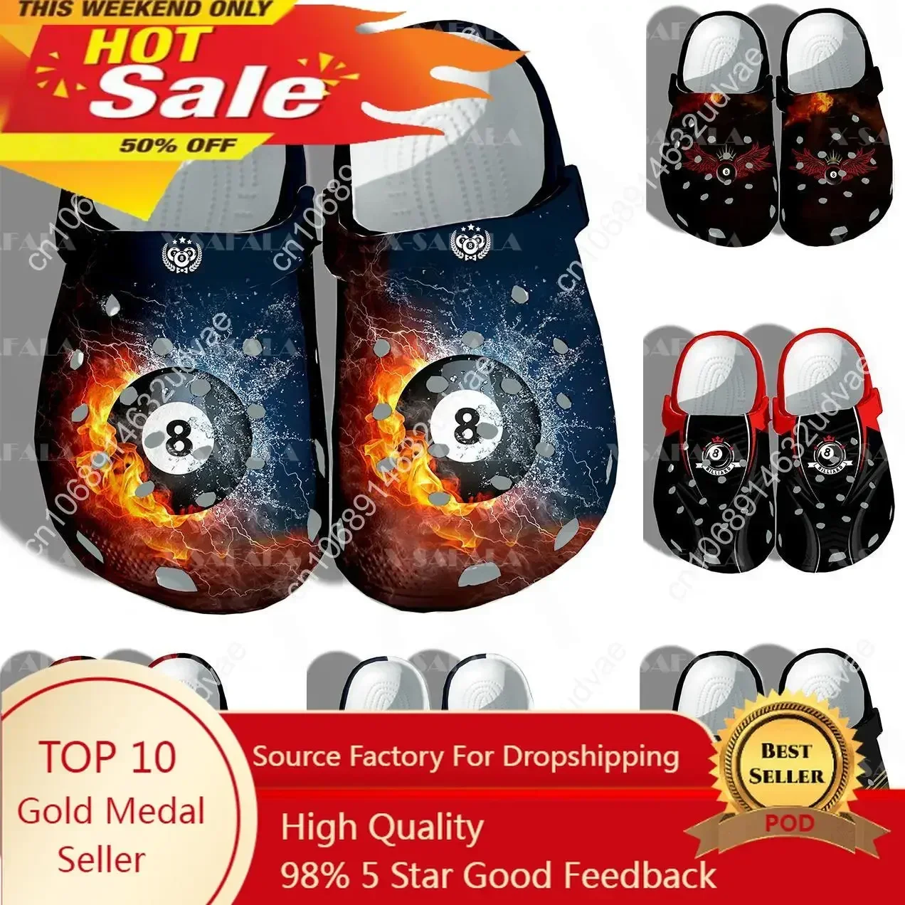 

Gift Billiards Player Club Lover 3D Print Men Women Classic Clogs Slippers Shoes EVA Ligtweight Sandals Summer Beach Outdoor-4