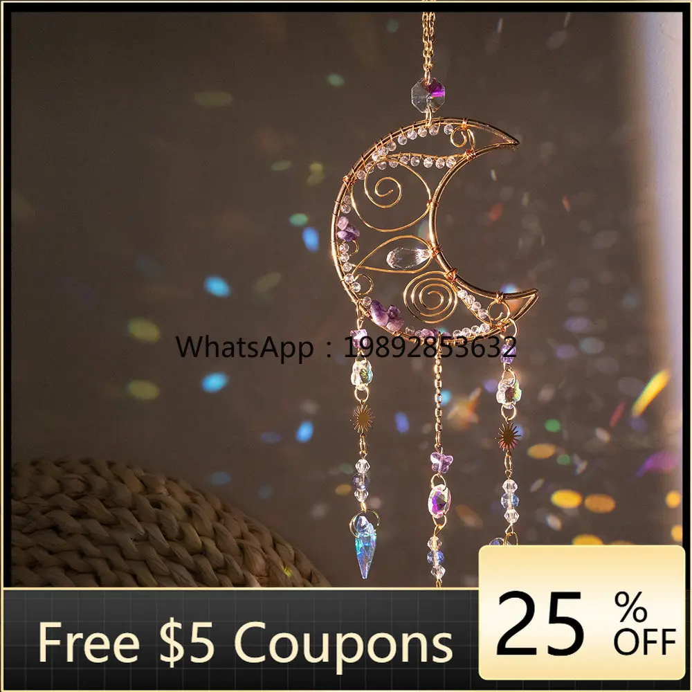 

Moon Amethyst Sun Sunshine Catcher Crystal Pendant Room Balcony Simple Pendant Wind Chime