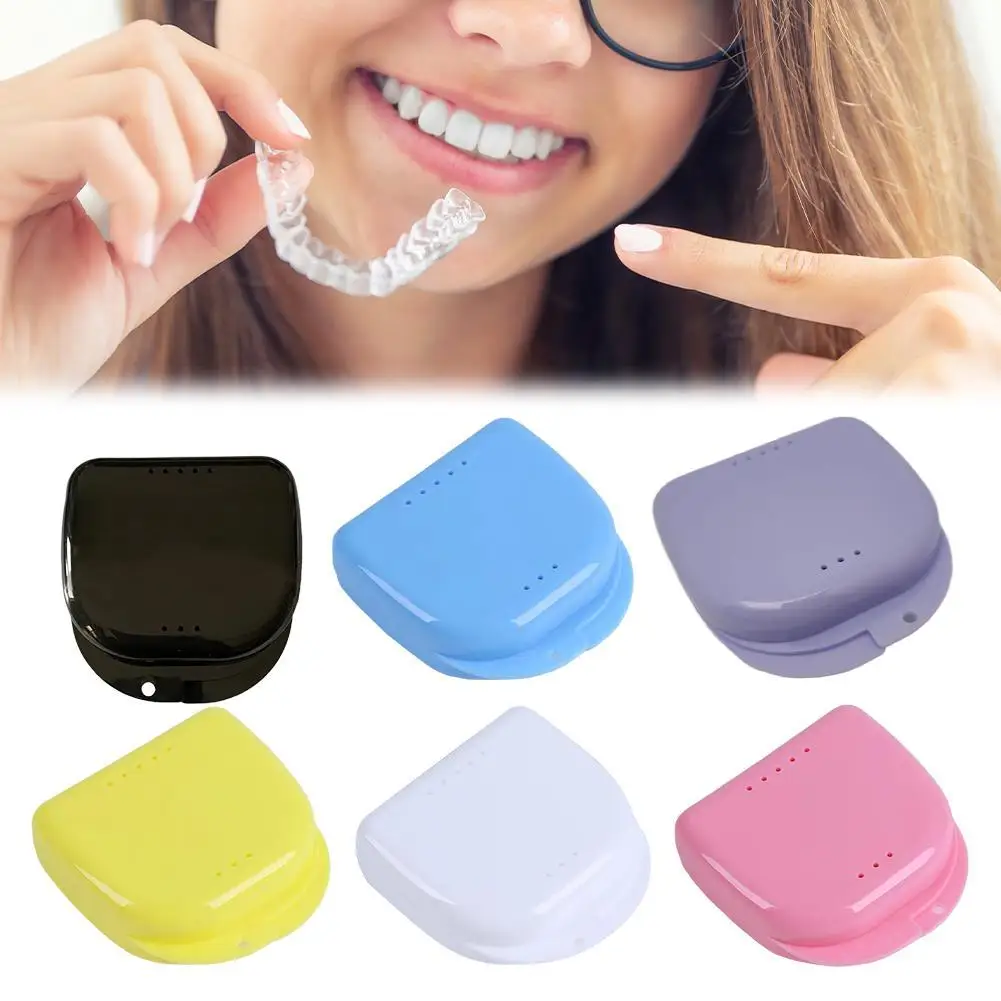 

Denture Storage Box Dental Retainer Orthodontic Mouth Guard Container Plastic Oral Hygiene Supplies Tray Dental Appliance Case