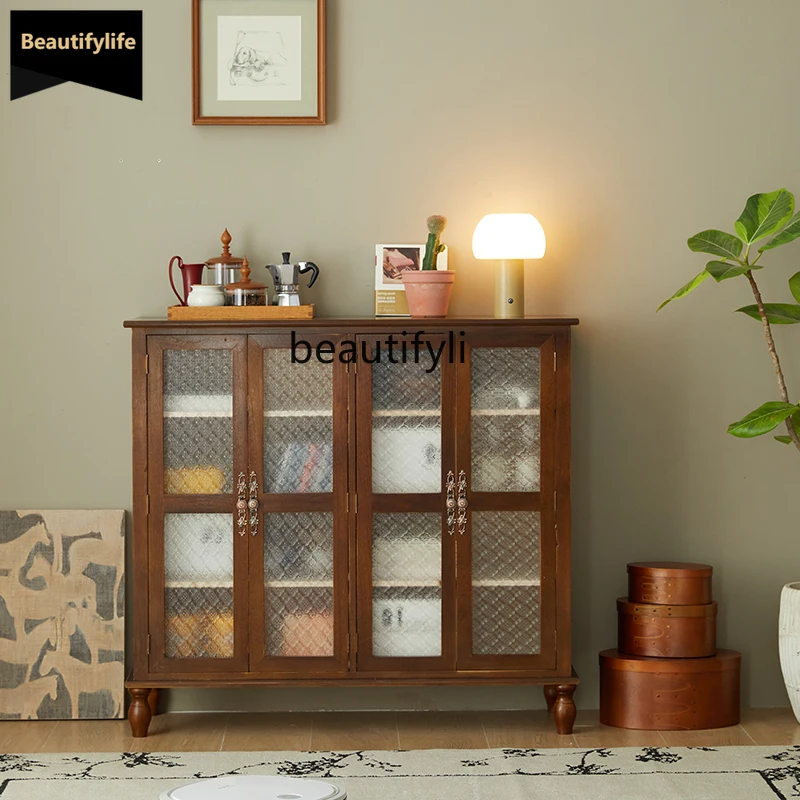 

Solid Wood Wall-Mounted Sideboard Entryway Cabinet Opposite Door Shoe Cabinet Multi-Layer Storage