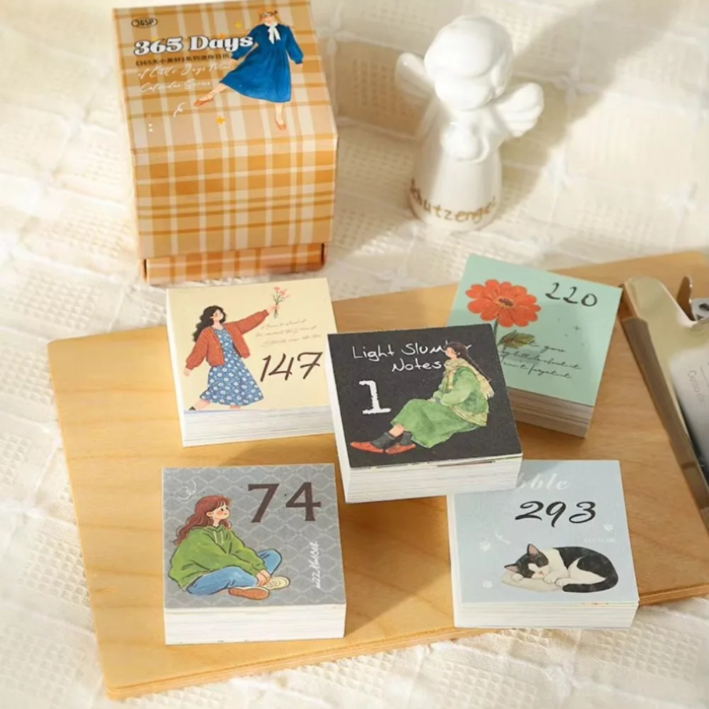Cute 365 Days Lucky Calendar Mini 2027 Hand Drawn Illustration Daily Cards Journal Scrapbook Planner Decor DIY Stationery Gift