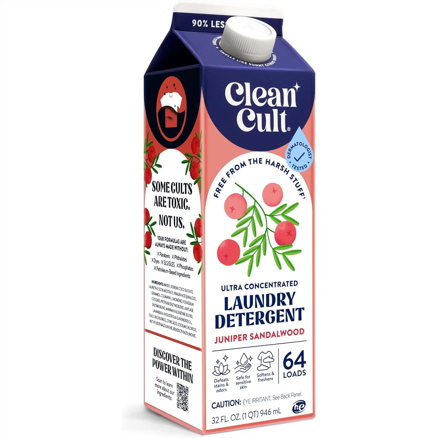 

Ultra Concentrated Laundry Detergent, 64 Loads (32 oz), Long Lasting Scent, 90% Less Plastic, No Harsh Chemicals, Juniper
