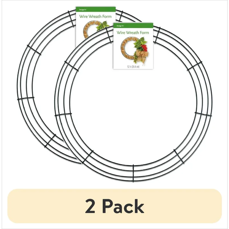 

(2 pack) SimpleStyle 12 inch Wire Wreath, Green, 13 Gauge