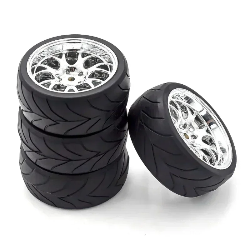 

for Redcat HPI Tamiya Exceed RC Touring Car 4PCS 66mm 1/10 On Road Tires & Wheels Rims 12mm Hex Hub HSP 144001 94123 94122 CS