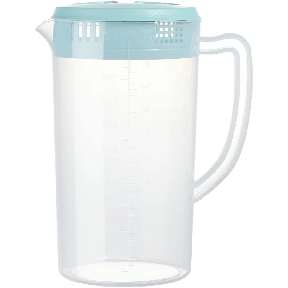 

0.66 Gallon Plastic Pitcher 2.5L BPA-Free Water Jug with Lid for Hot Cold Lemonade Juice Ice Tea Beverage Jar Blue