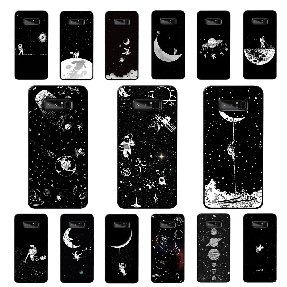 Moon Astronaut Phone Case For Samsung Note 8 9 10 20 pro plus lite M 10 11 20 30 21 31 51 A 21 22 42 02 03