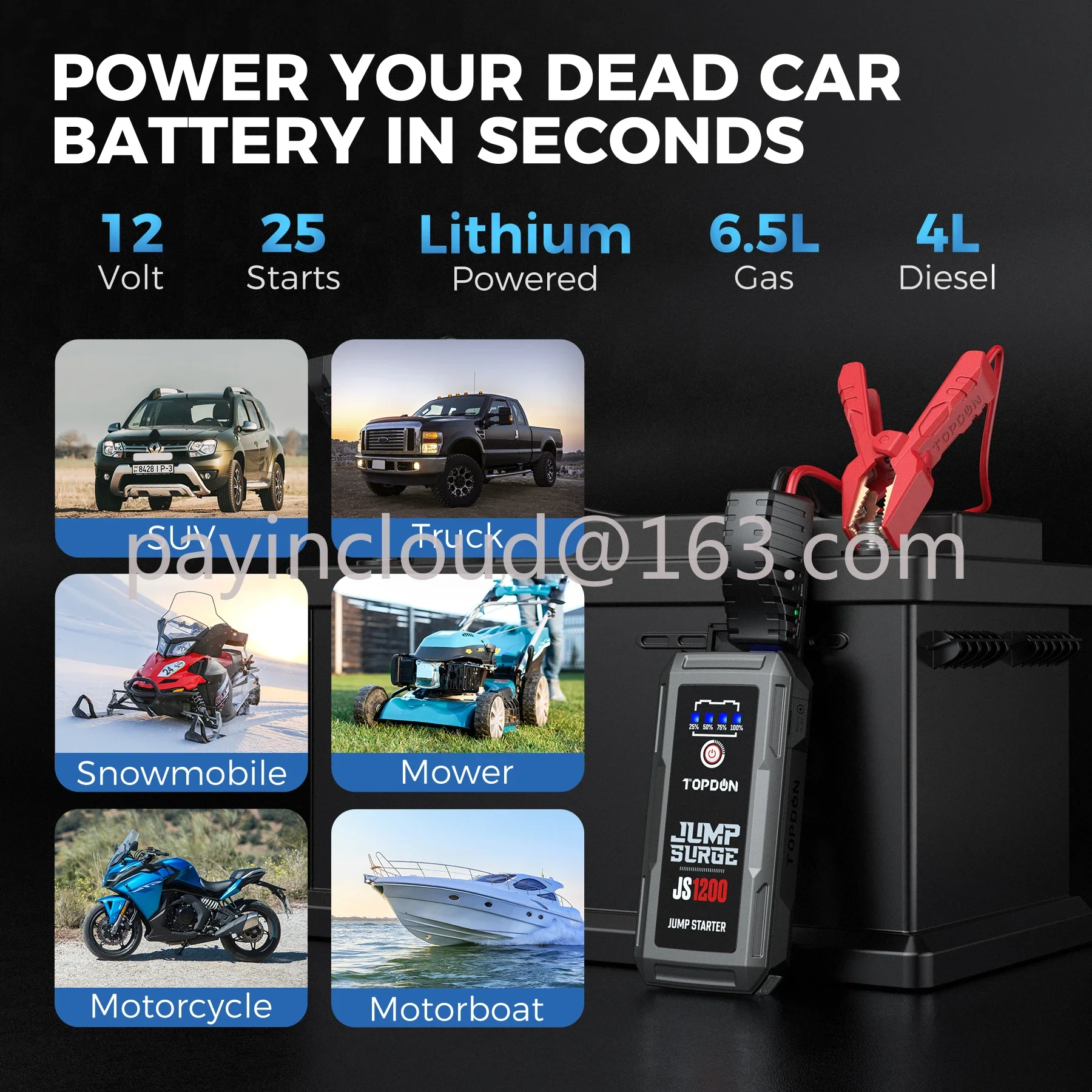 2022 Portable Multifunctional 1200 Ultra Large Capacity Battery Pack Jump Start Power Bank Car Booster