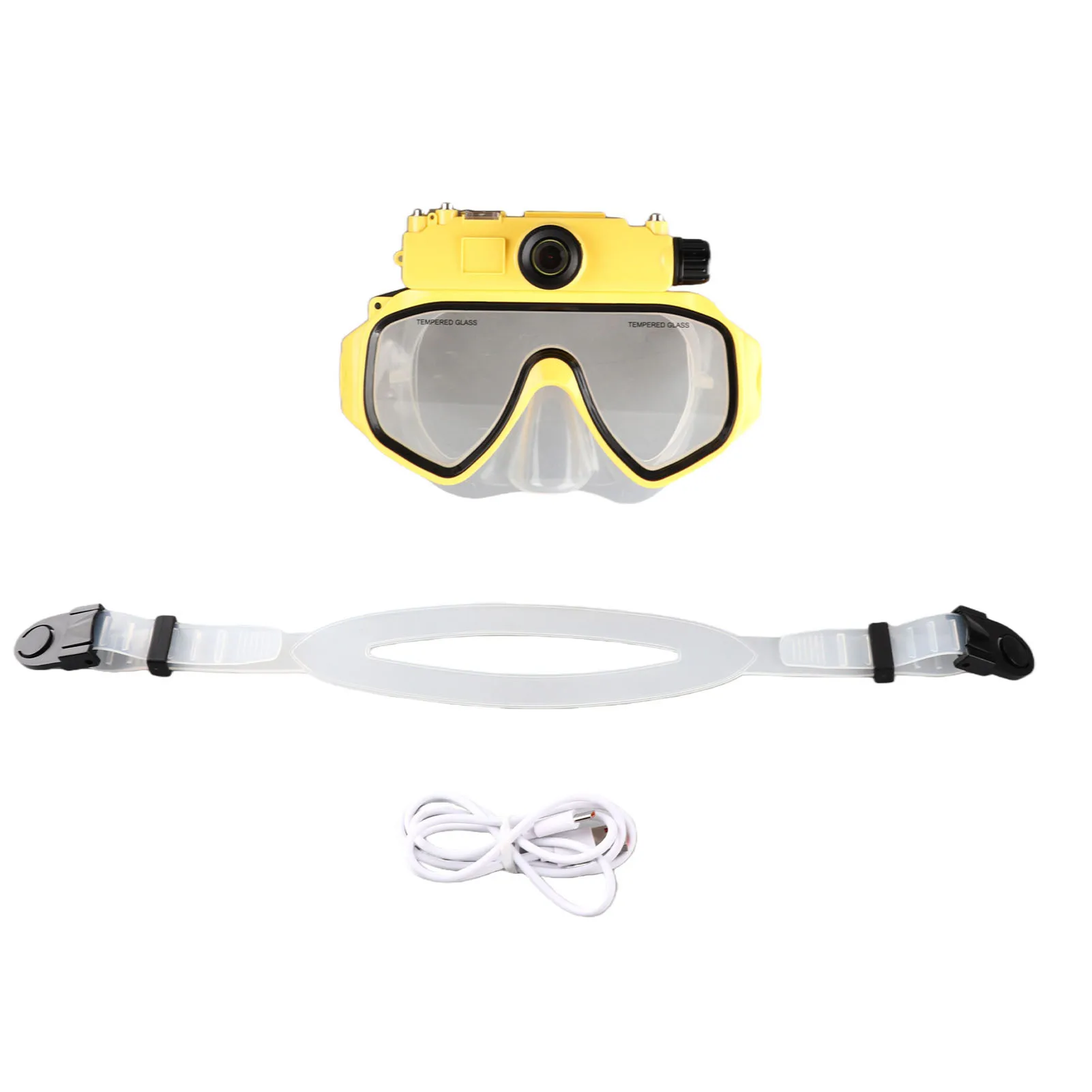 Duikbril met 2K 100 ° Waterdichte bril met groothoekcamera en kleurendisplay, geschikt voor snorkelen, freediving en zwemmen.