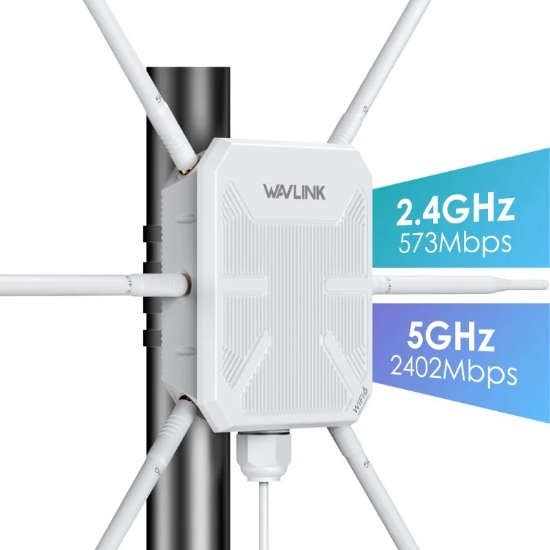 AX3000 High Power Long Range Outdoor WiFi Mesh Extender Booster 2.4G 5G Dual Band Wireless Signal Amplifier for Outside Coverage