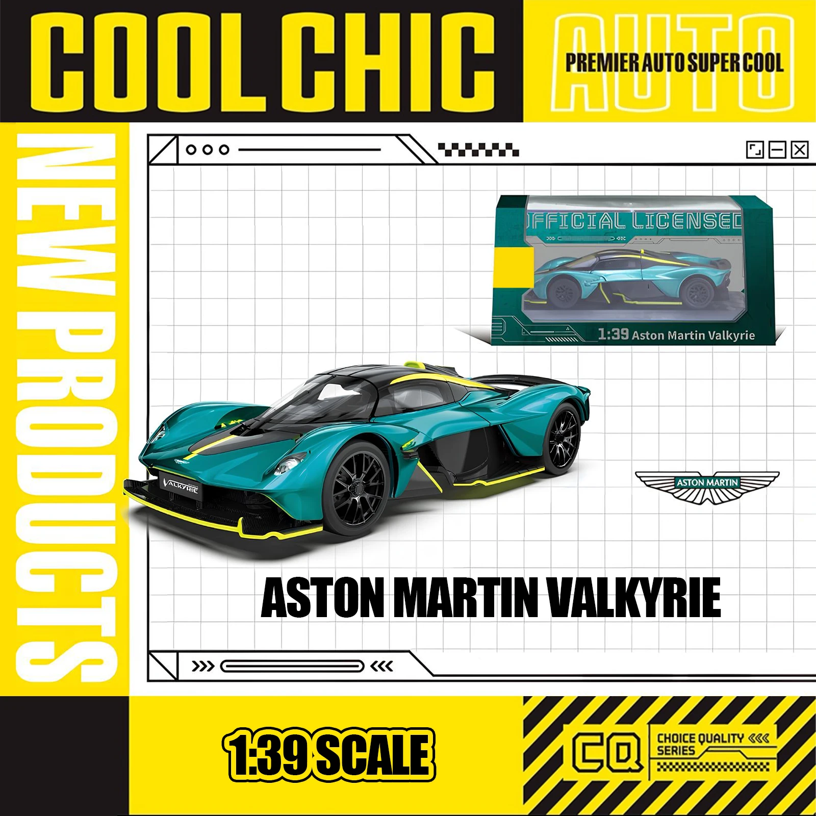 CCA 1:39 نموذج سيارة أستون مارتن فالكيري 2024 Hypercar مصنوع من خليط معدني، أبواب مفتوحة مفصلة، هدية قابلة للجمع للبالغين والأطفال