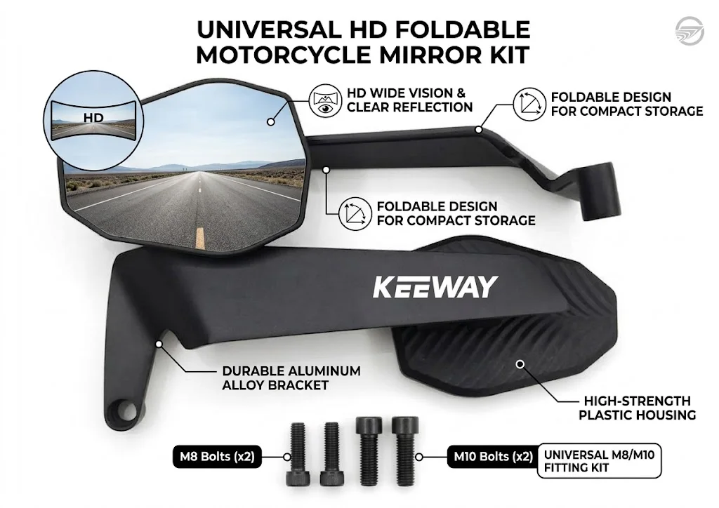 Modified Wind Wing Motorcycle Side Rearview Mirrors Accessorie For Keeway 50 Vieste 300 Zahara RKV RKF 125 RKS 150 2018 2019