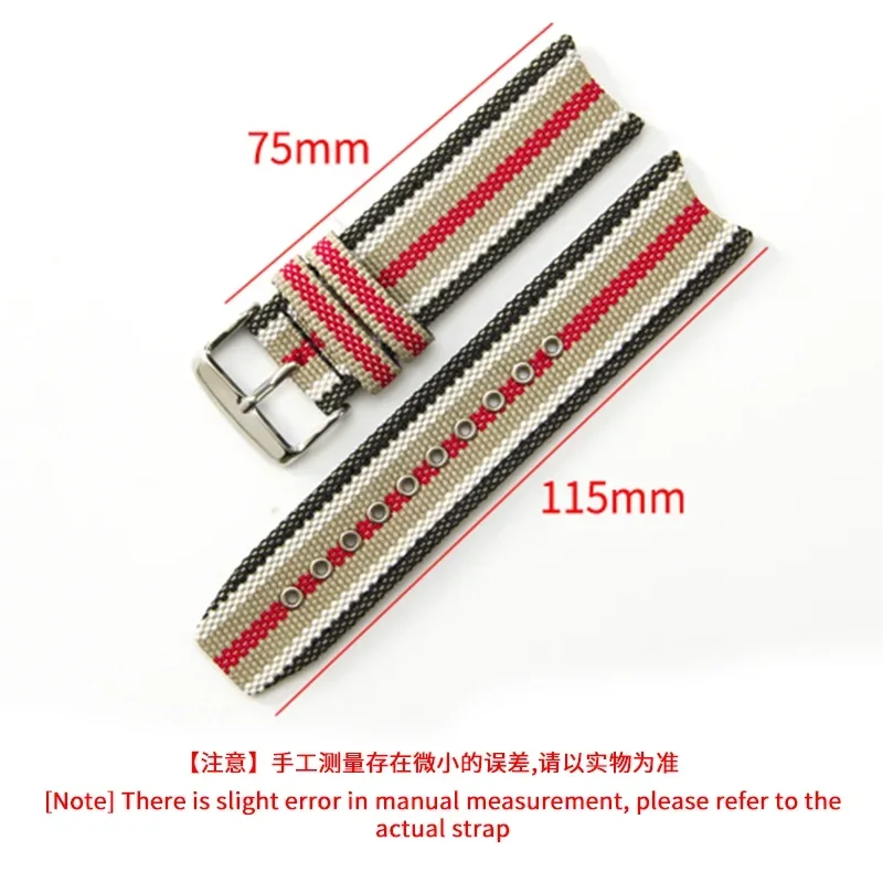 Nylon Watch Strap for Burberry Omega Bu7600 7601 7602 7680 Canvas Watchband Accessories 22mm Wristband