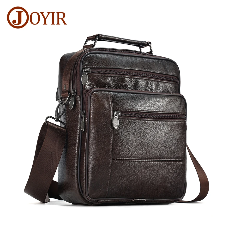 JOYIR Men Genuine Leather Crossbody Bags Vintage Travel Handbags for Male Trendy Shoulder Bag Casual Messenger Sling Bag